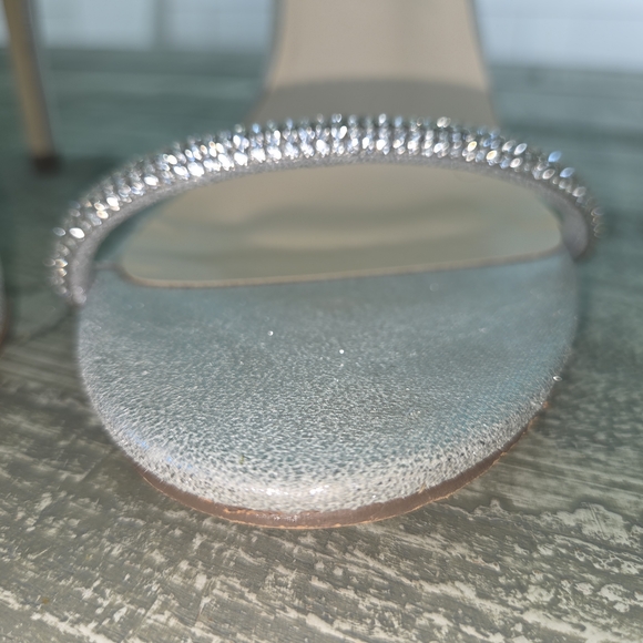 Bebe Silver Crystal Embellished Heels - Picture 8 of 11